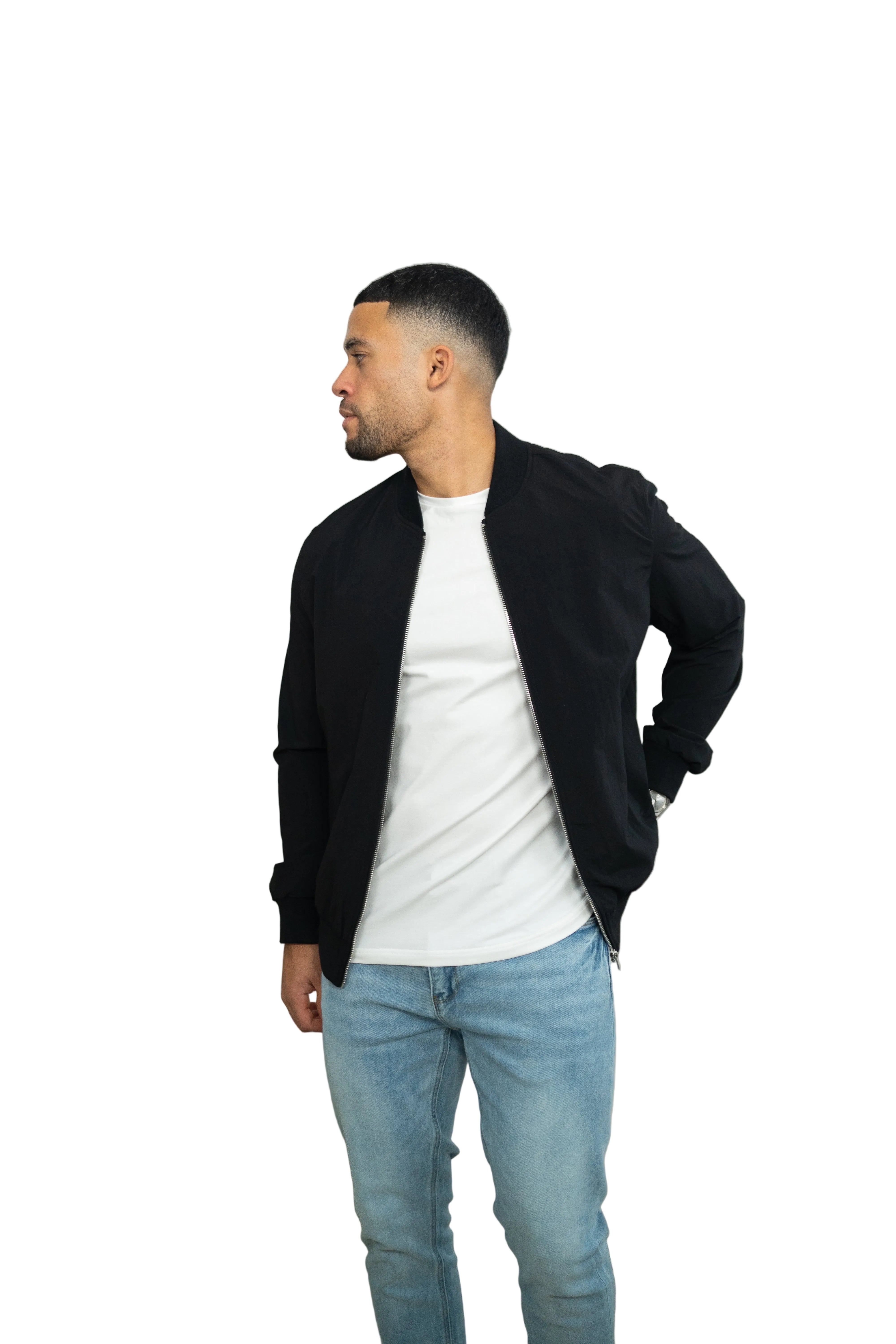Front View of CAPO Bomber Black Jacket